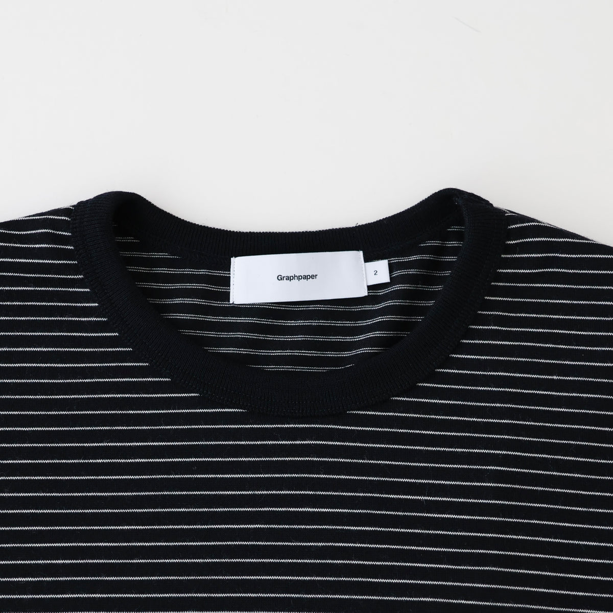 Fine Wool Border L/S Crew Neck Tee