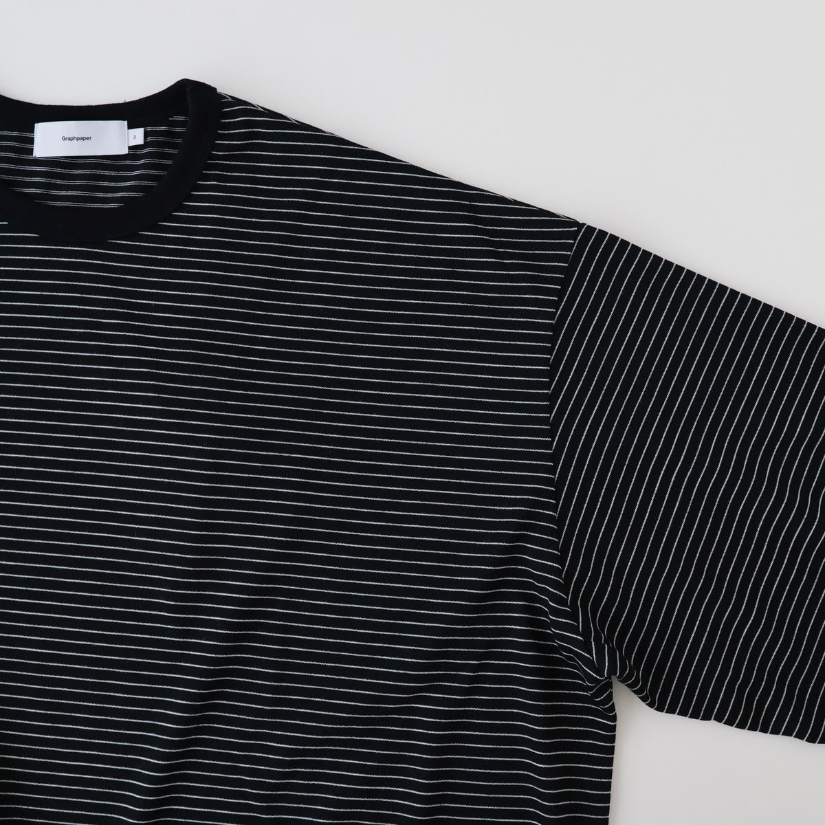 Fine Wool Border L/S Crew Neck Tee