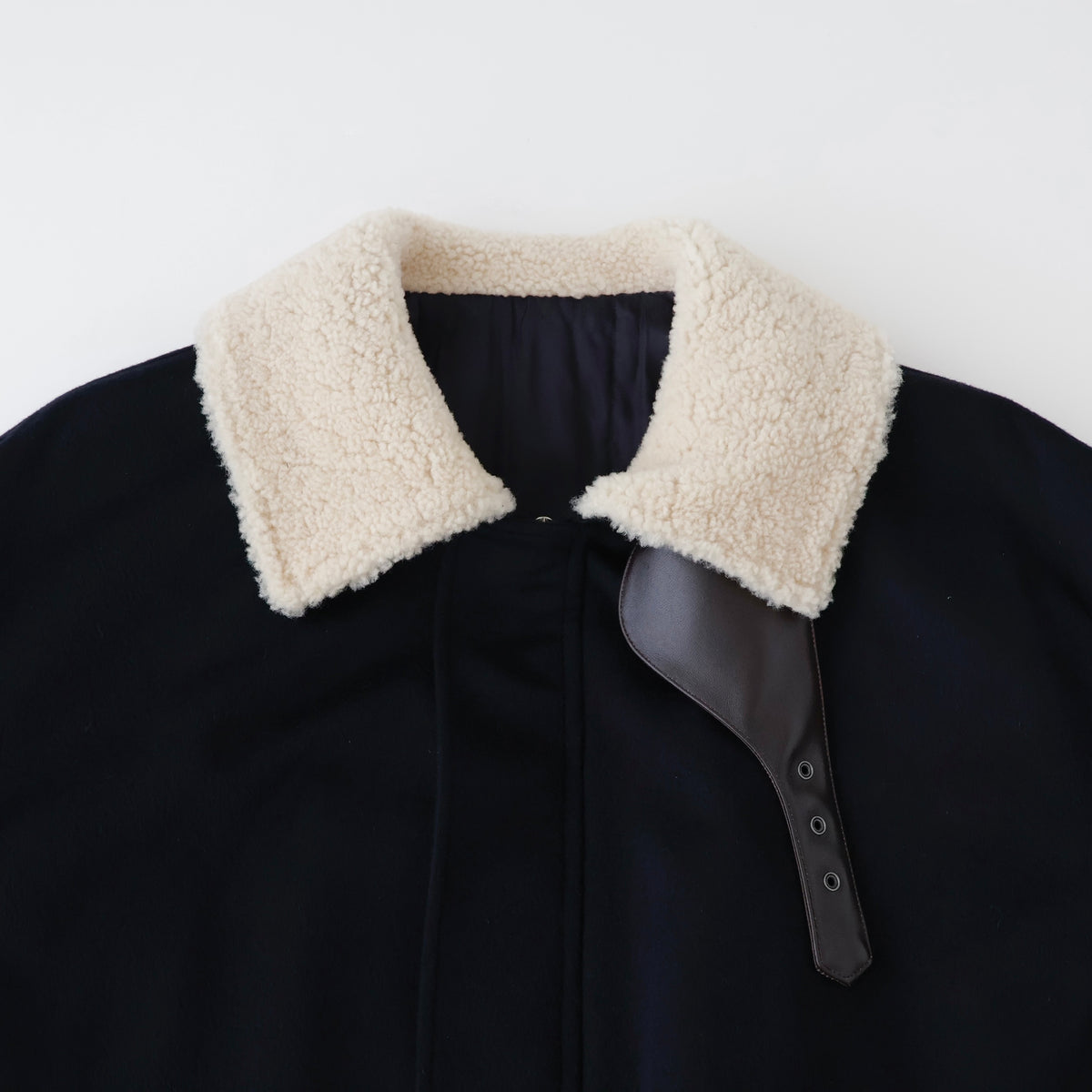 MOUTON COLLAR WOOL CASHMERE PADDED JACKET