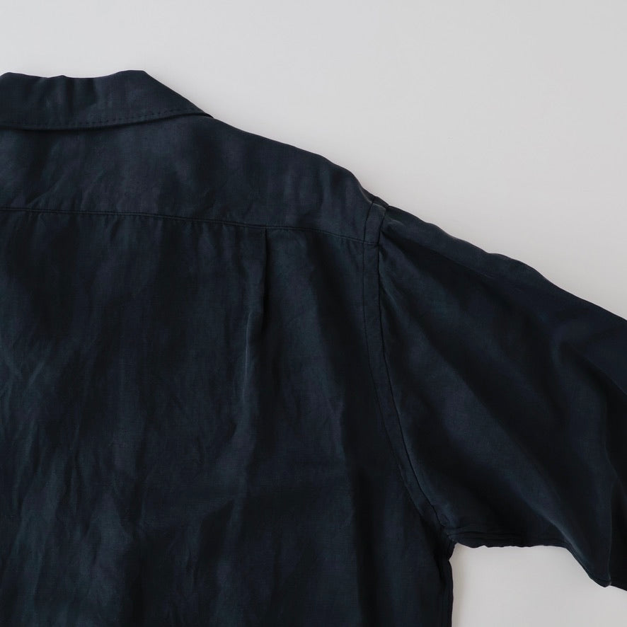 Vintage Silk Linen Open Collar Shirt