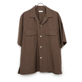 Summer Wool Open Collar SS Shirt KHAKI PLAID