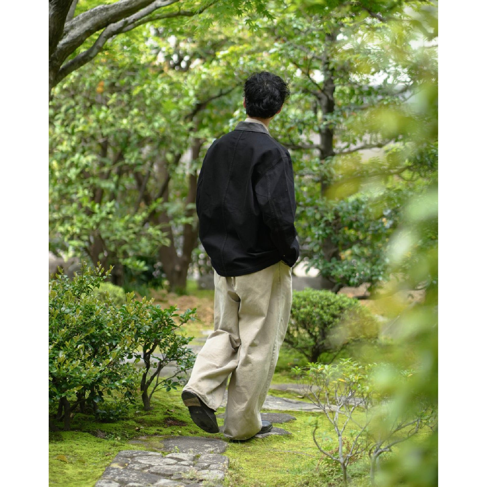 WORKWEAR OVERSHIRT WITH LEATHER COLLAR