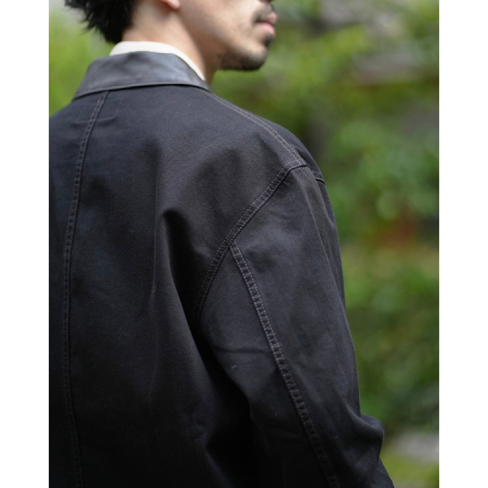 WORKWEAR OVERSHIRT WITH LEATHER COLLAR