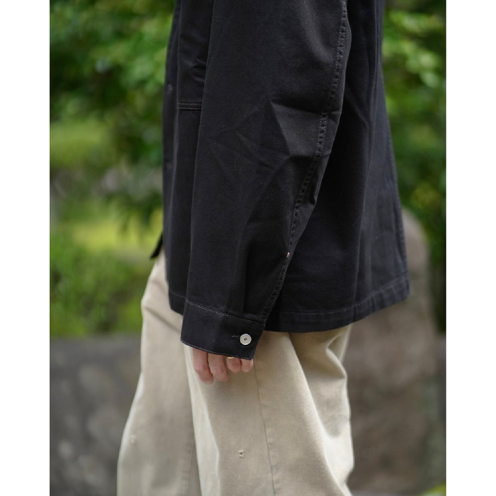 WORKWEAR OVERSHIRT WITH LEATHER COLLAR