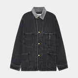 Organic Cotton 13.5Oz Selvedge Denim Coverall Jacket FADED BLACK