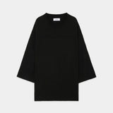 Noil Silk Knit Ball Games Three-Quarter Sleeve Tee BLACK