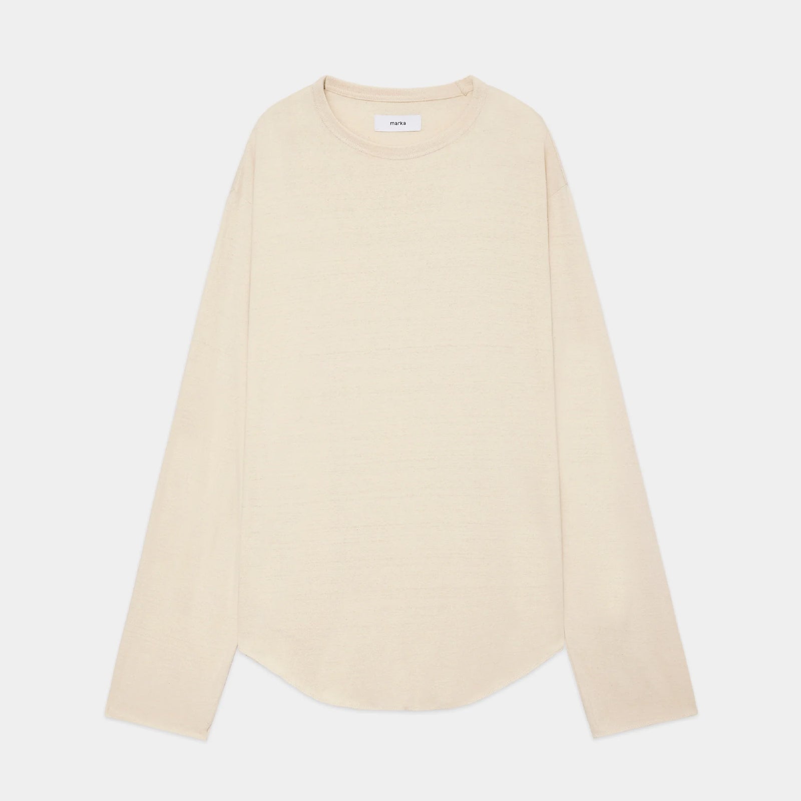 Noil Silk Knit Round Hem Crew Neck