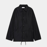 Wool Silk High Count Typewriter Coach Jacket CHAMBRAY BLACK