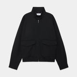 2/60 Washer Wool Gabardine Dog Ear Jacket BLACK