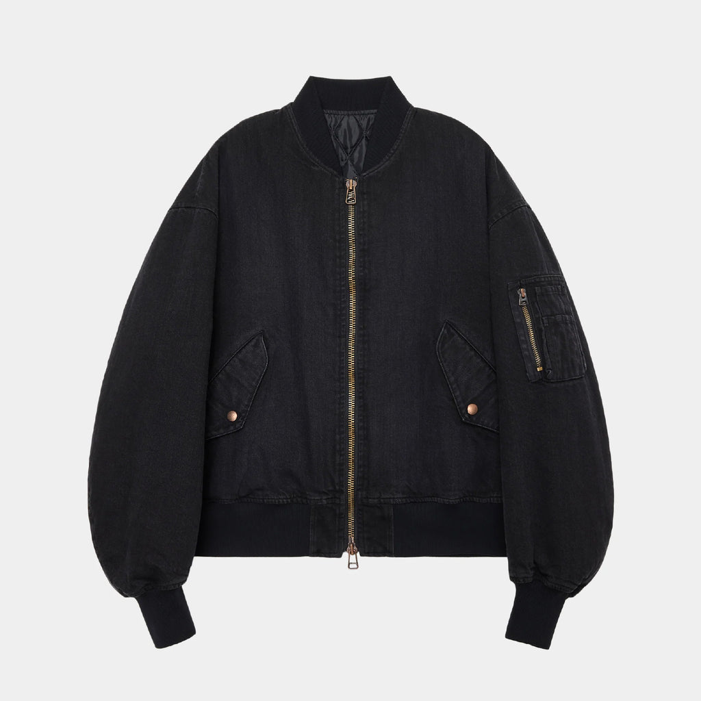 Organic Cotton 12oz Denim Puffed Denim Bomber Jacket