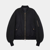 Organic Cotton 12oz Denim Puffed Denim Bomber Jacket BLACK
