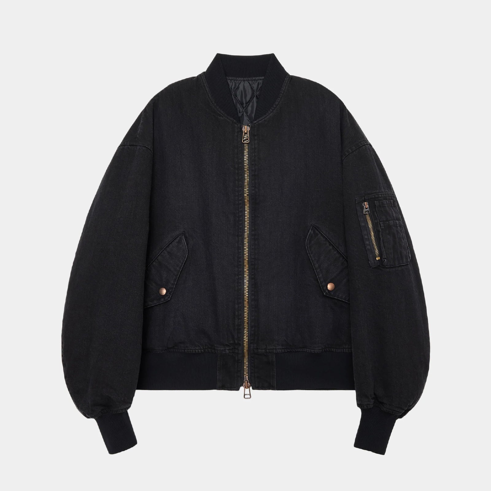 Organic Cotton 12oz Denim Puffed Denim Bomber Jacket