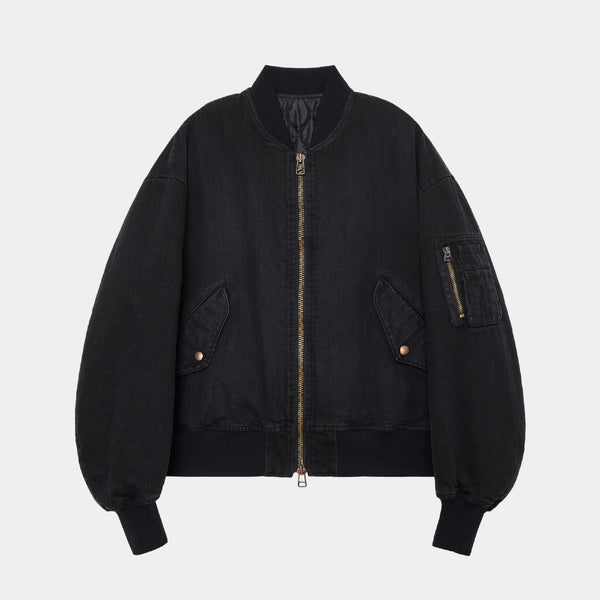 Organic Cotton 12oz Denim Puffed Denim Bomber Jacket