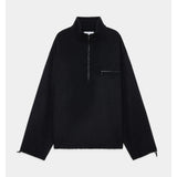Wool Silk Beaver Half Zip Shirt BLACK
