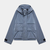 Recycled Nylon Chambray Taffeta Field Parka LIGHT BLUE