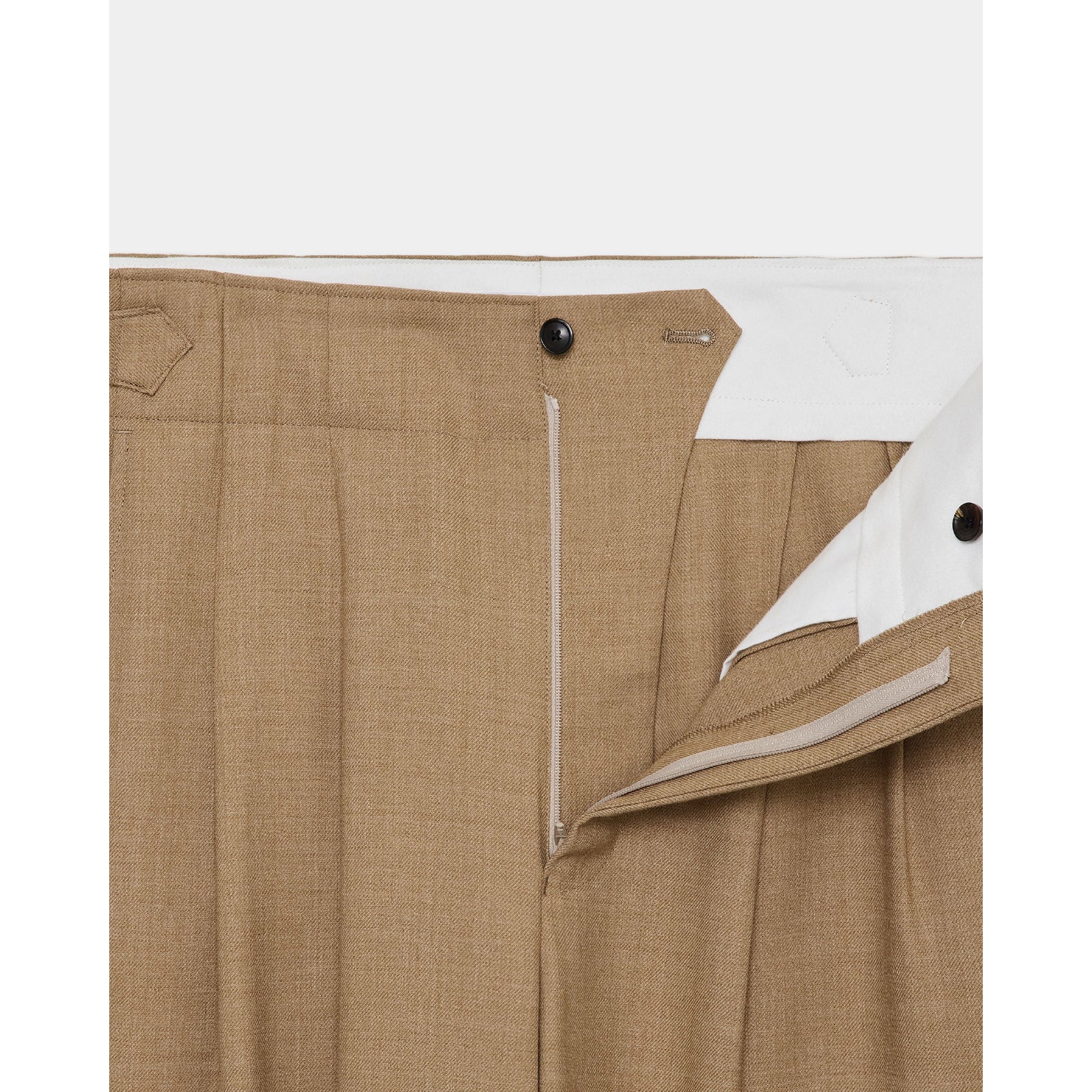 Recycled Polyester Non-Mulesed Wool Gabardine Two Tuck Military Trousers
