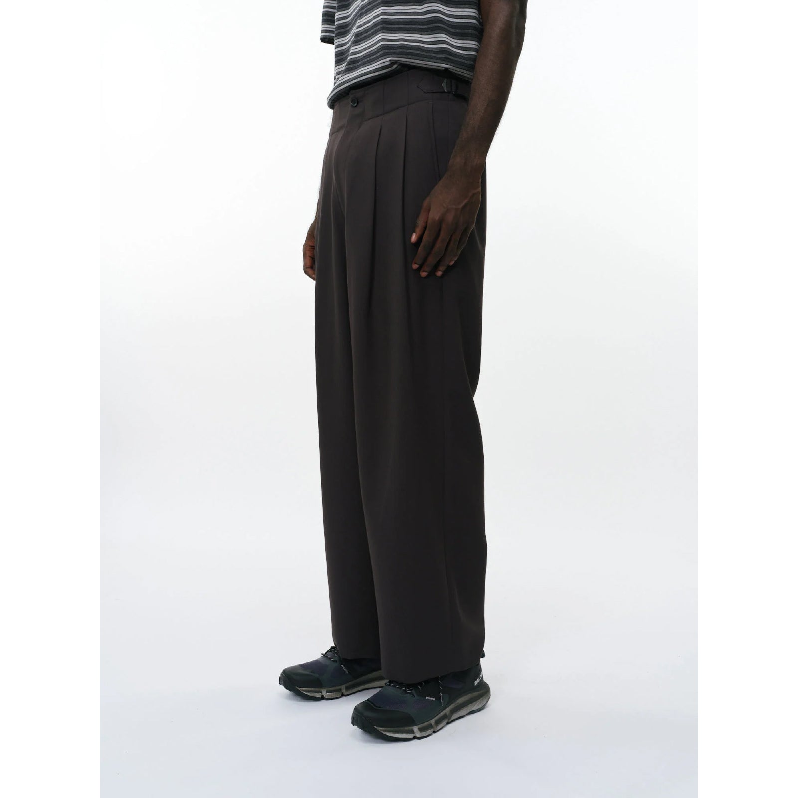 Recycled Polyester Non-Mulesed Wool Gabardine Two Tuck Military Trousers