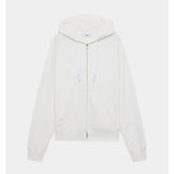 Organic Cotton Open-End Yarn Inlay Zip Parka WHITE