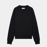Organic Cotton Open-End Yarn Inlay Raglan Crew Neck BLACK