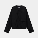 Linen X Organic Cotton X Silk Light Moleskin / Hunting Jacket BLACK