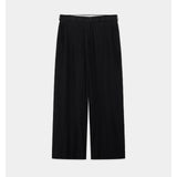 Linen x Organic Cotton x Silk Light Moleskin / Military Slacks BLACK