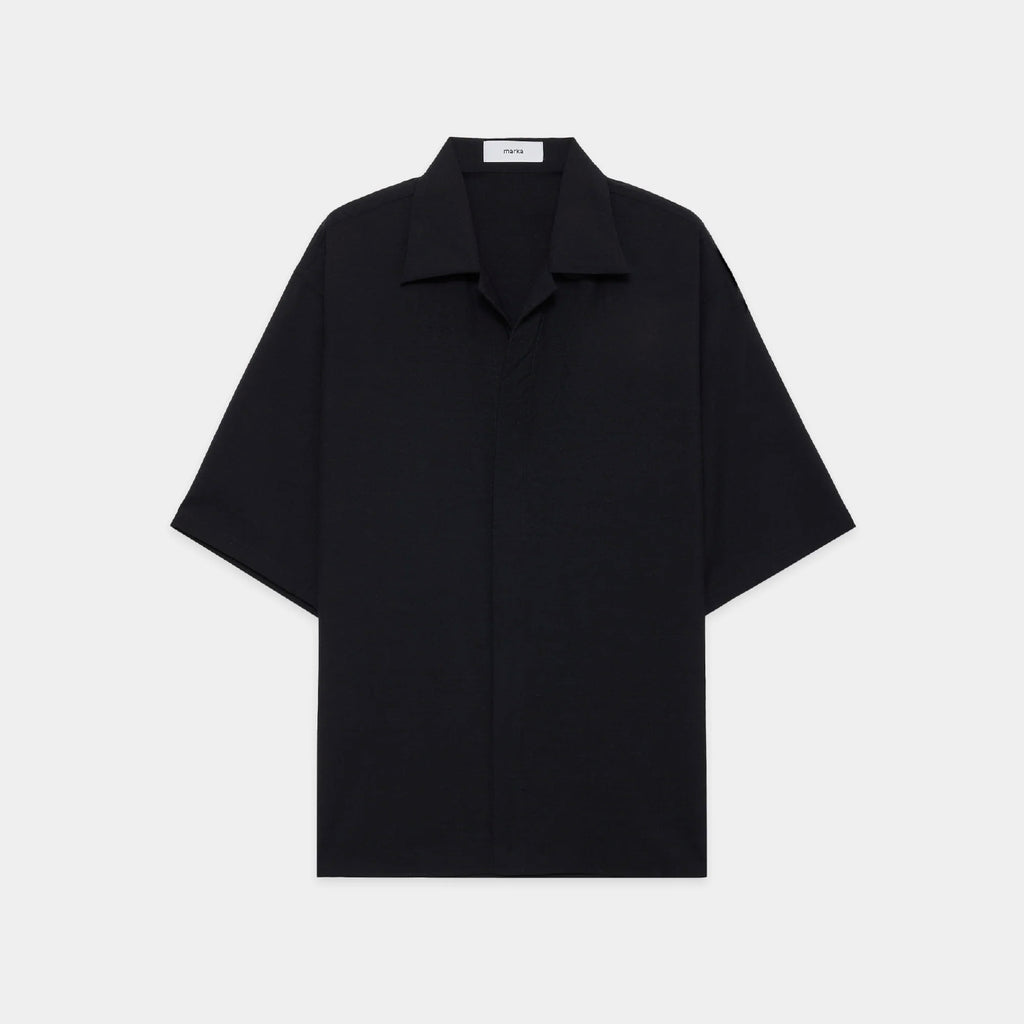 2/72 Wool Tropical Washer Fly Front Open Collar S/S Shirt - ref. / Web Store