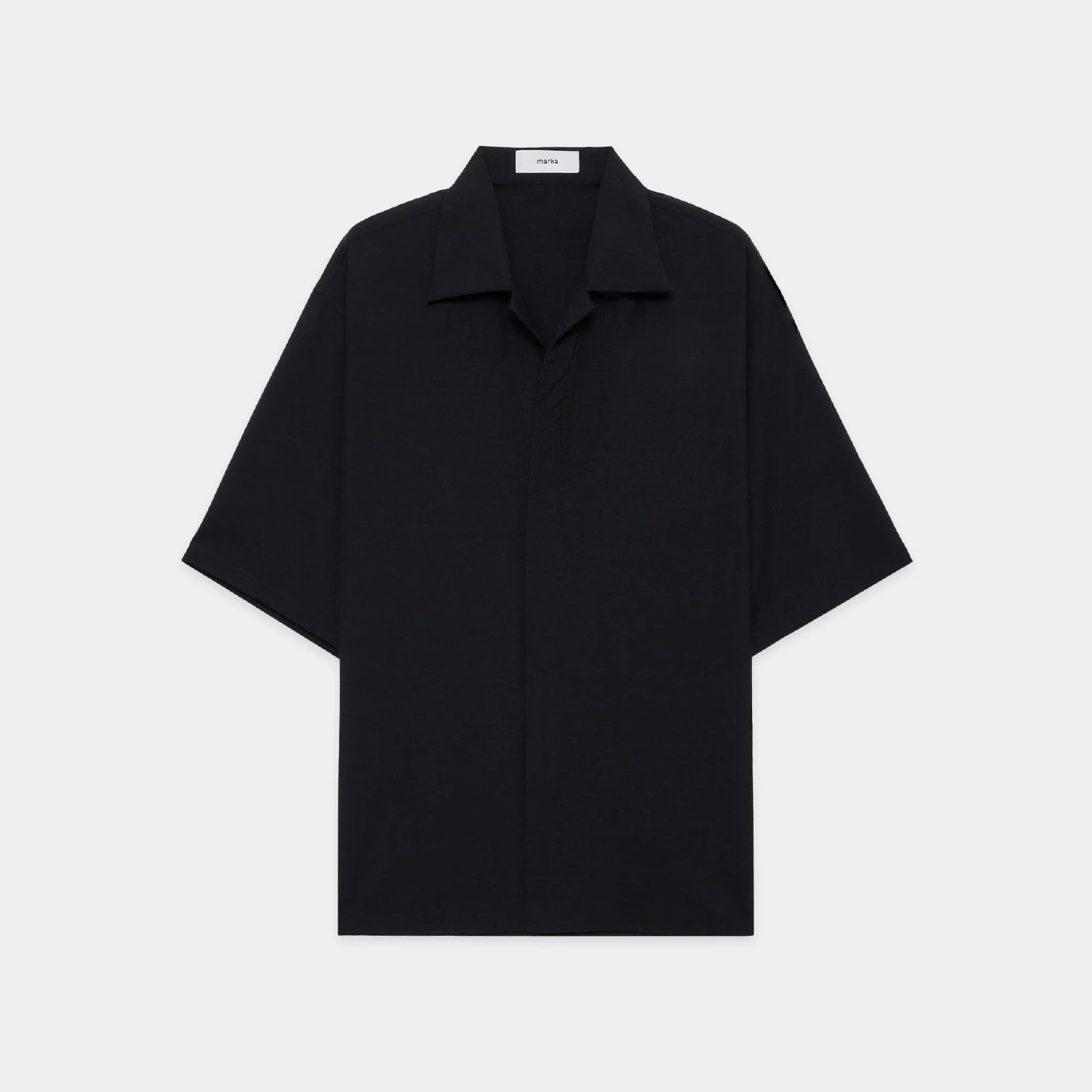 2/72 Wool Tropical Washer Fly Front Open Collar S/S Shirt - ref. / Web Store