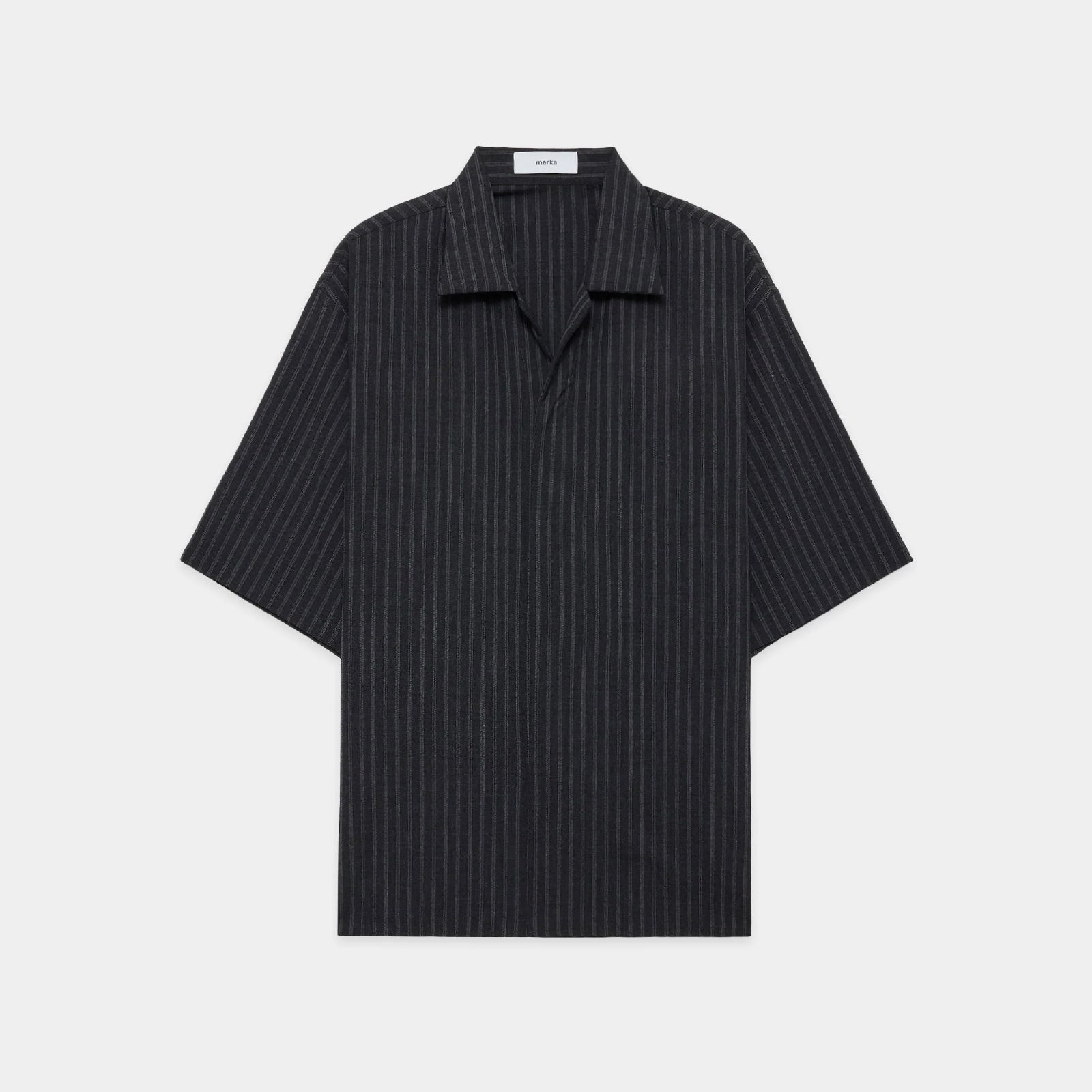 2/72 Wool Tropical Washer Fly Front Open Collar S/S Shirt - ref. / Web Store