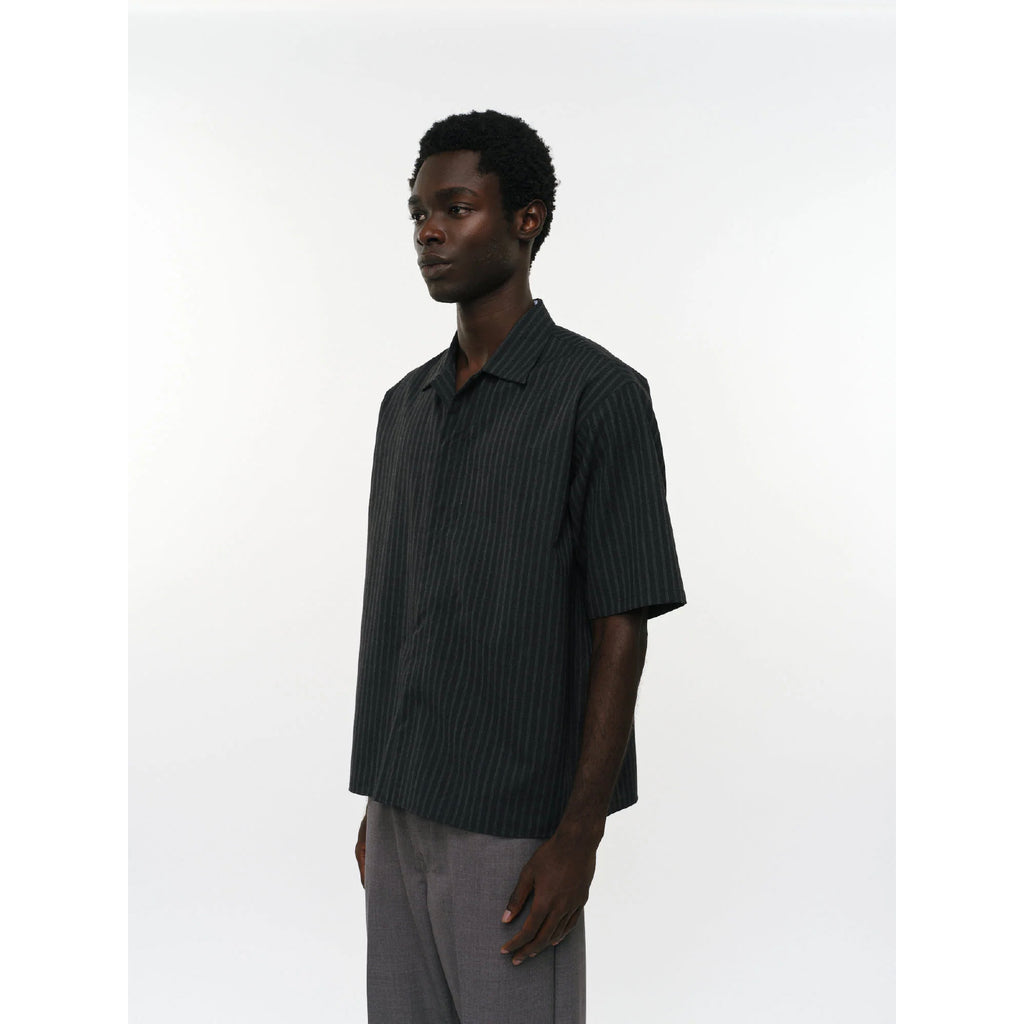 2/72 Wool Tropical Washer Fly Front Open Collar S/S Shirt - ref. / Web Store