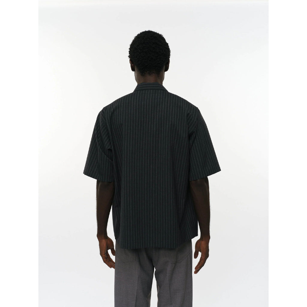 2/72 Wool Tropical Washer Fly Front Open Collar S/S Shirt | ref