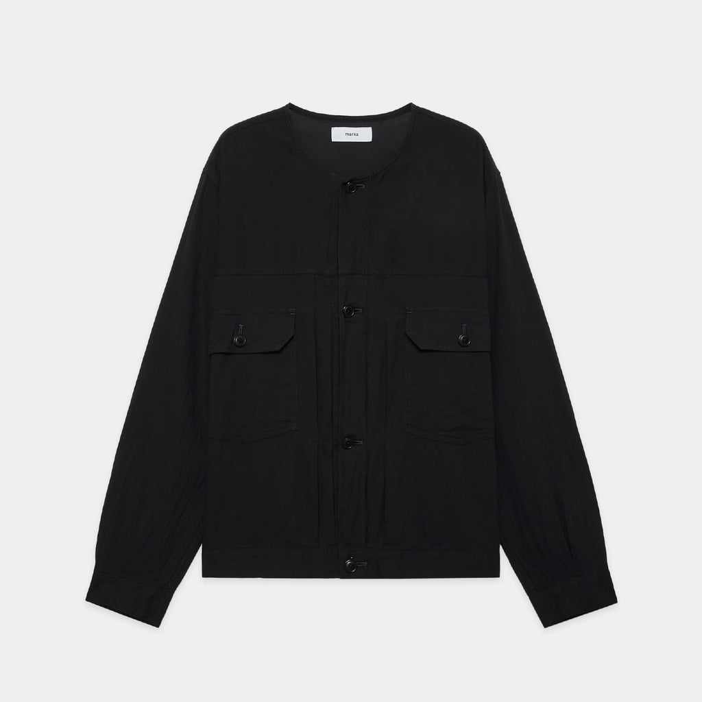 Organic Cotton High Twisted Dobby Cloth / No Collar Trucker Jacket