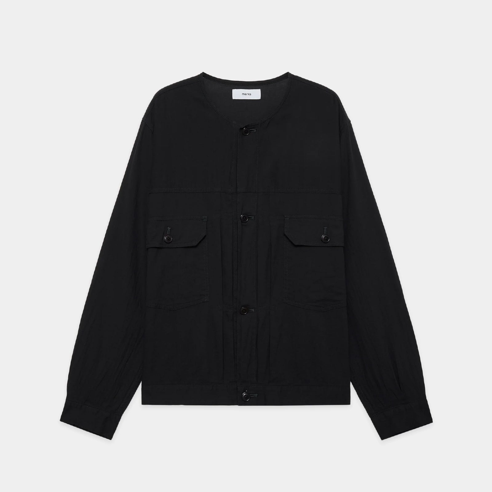 Organic Cotton High Twisted Dobby Cloth / No Collar Trucker Jacket