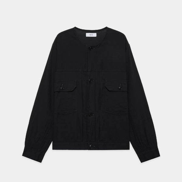 Organic Cotton High Twisted Dobby Cloth / No Collar Trucker Jacket