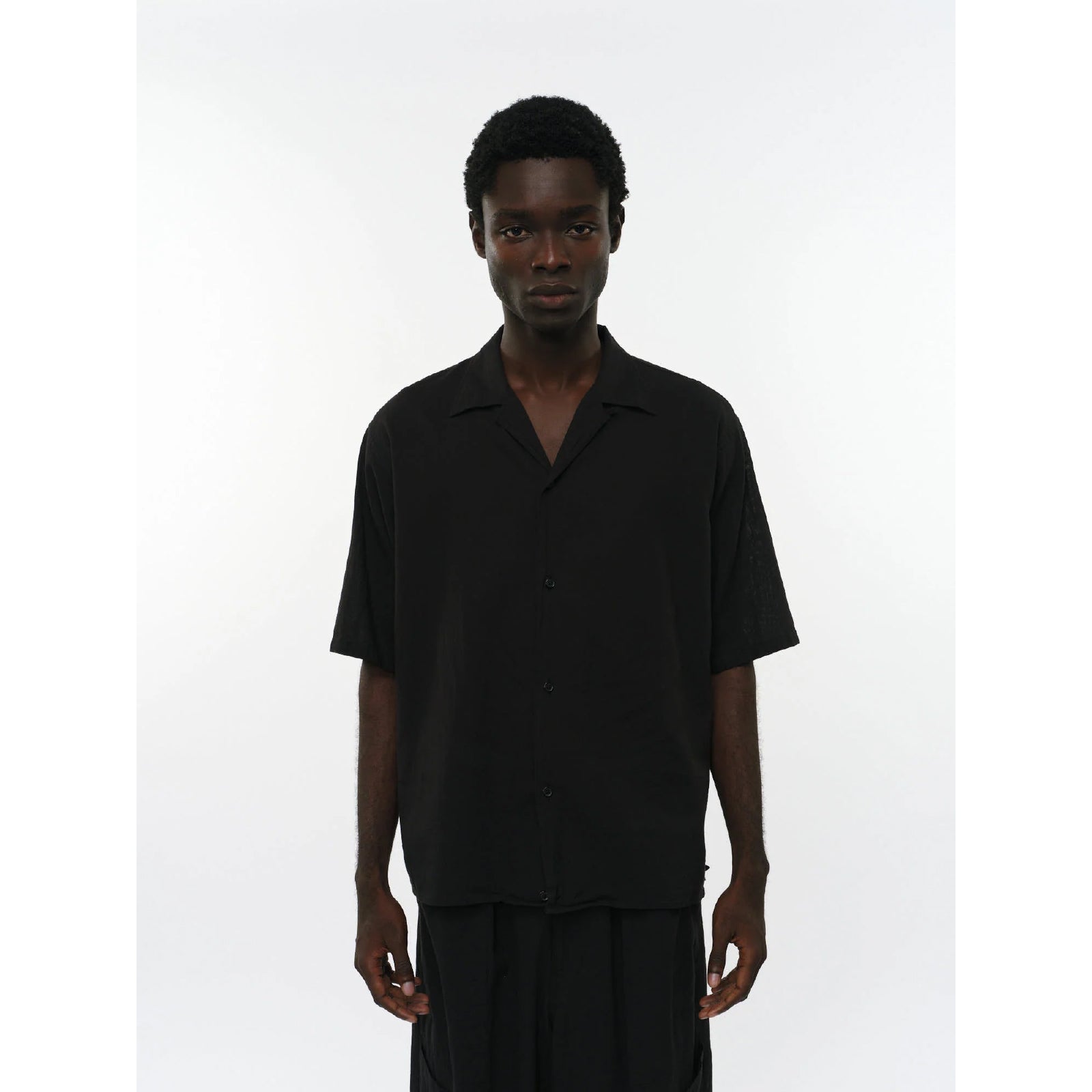 Organic Cotton High Twisted Dobby Cloth / Open Collar S/S Shirt