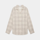 60/1 Organic Cotton High Twisted Loan / Open Collar L/S Shirt IVORY CHECK