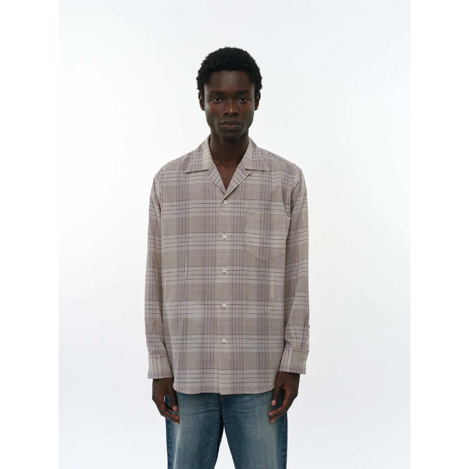 60/1 Organic Cotton High Twisted Loan / Open Collar L/S Shirt