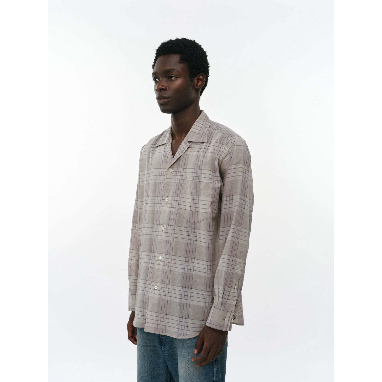 60/1 Organic Cotton High Twisted Loan / Open Collar L/S Shirt