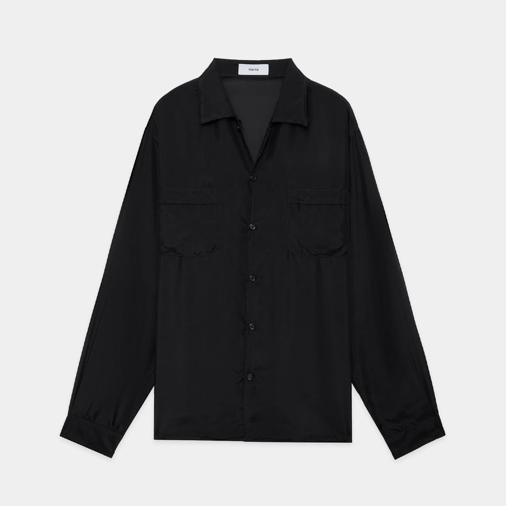 Habutae Silk / Silk Open Collar L/S Shirt