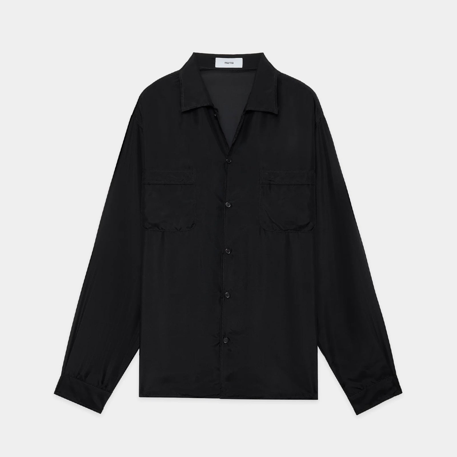 Habutae Silk / Silk Open Collar L/S Shirt