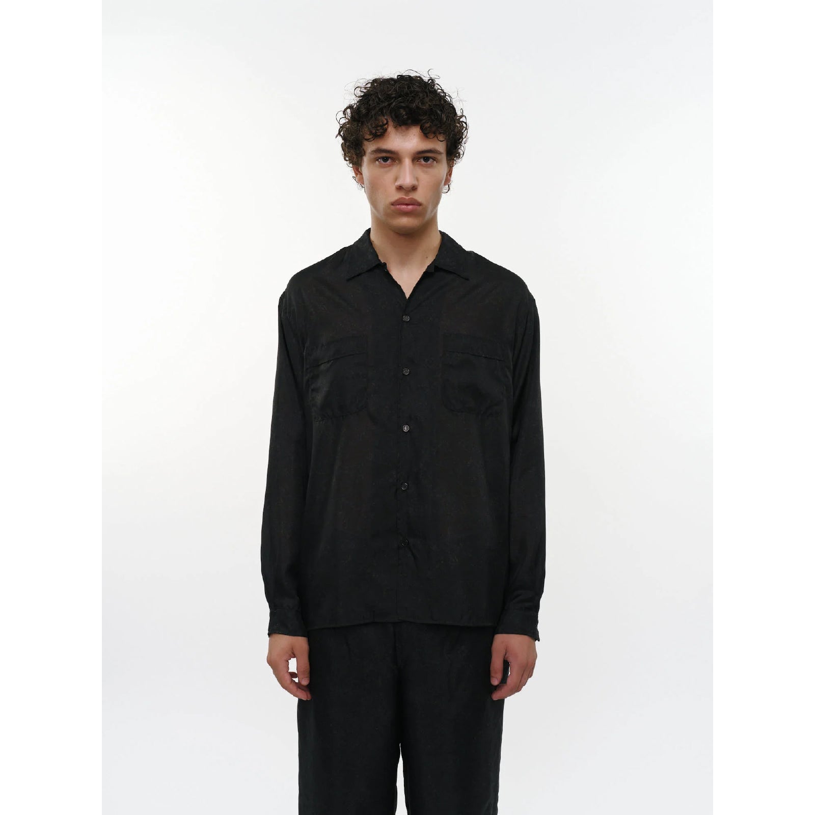 Habutae Silk / Silk Open Collar L/S Shirt