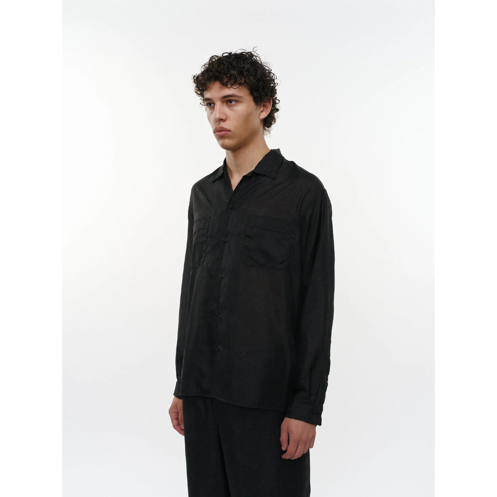 Habutae Silk / Silk Open Collar L/S Shirt