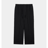 Linen Gauze Double Cloth / Wide Cylinder Fit Easy Pants BLACK