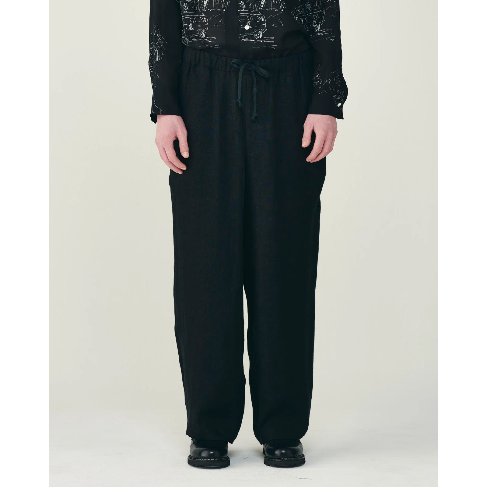 Linen Gauze Double Cloth / Wide Cylinder Fit Easy Pants