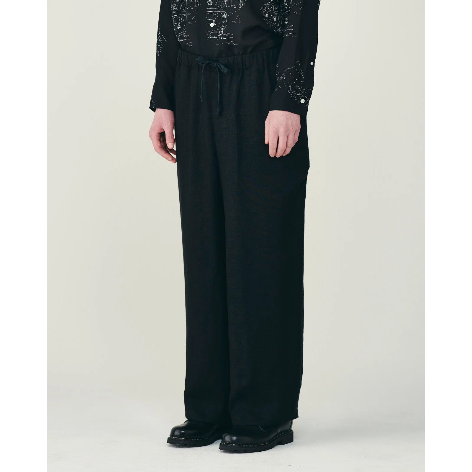 Linen Gauze Double Cloth / Wide Cylinder Fit Easy Pants