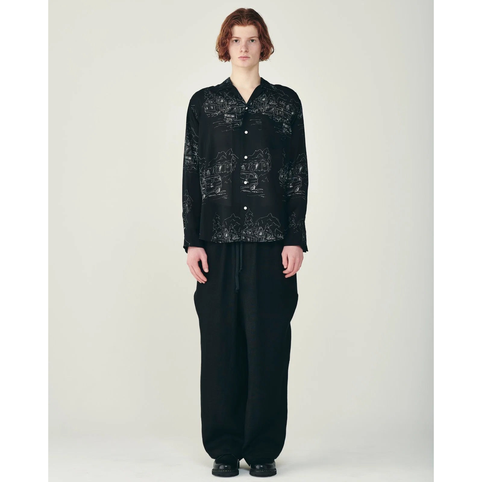 Linen Gauze Double Cloth / Wide Cylinder Fit Easy Pants