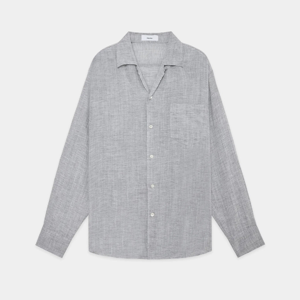 Ramie Chambray / Open Collar L/S Shirt