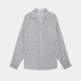 Ramie Chambray / Open Collar L/S Shirt GRAY