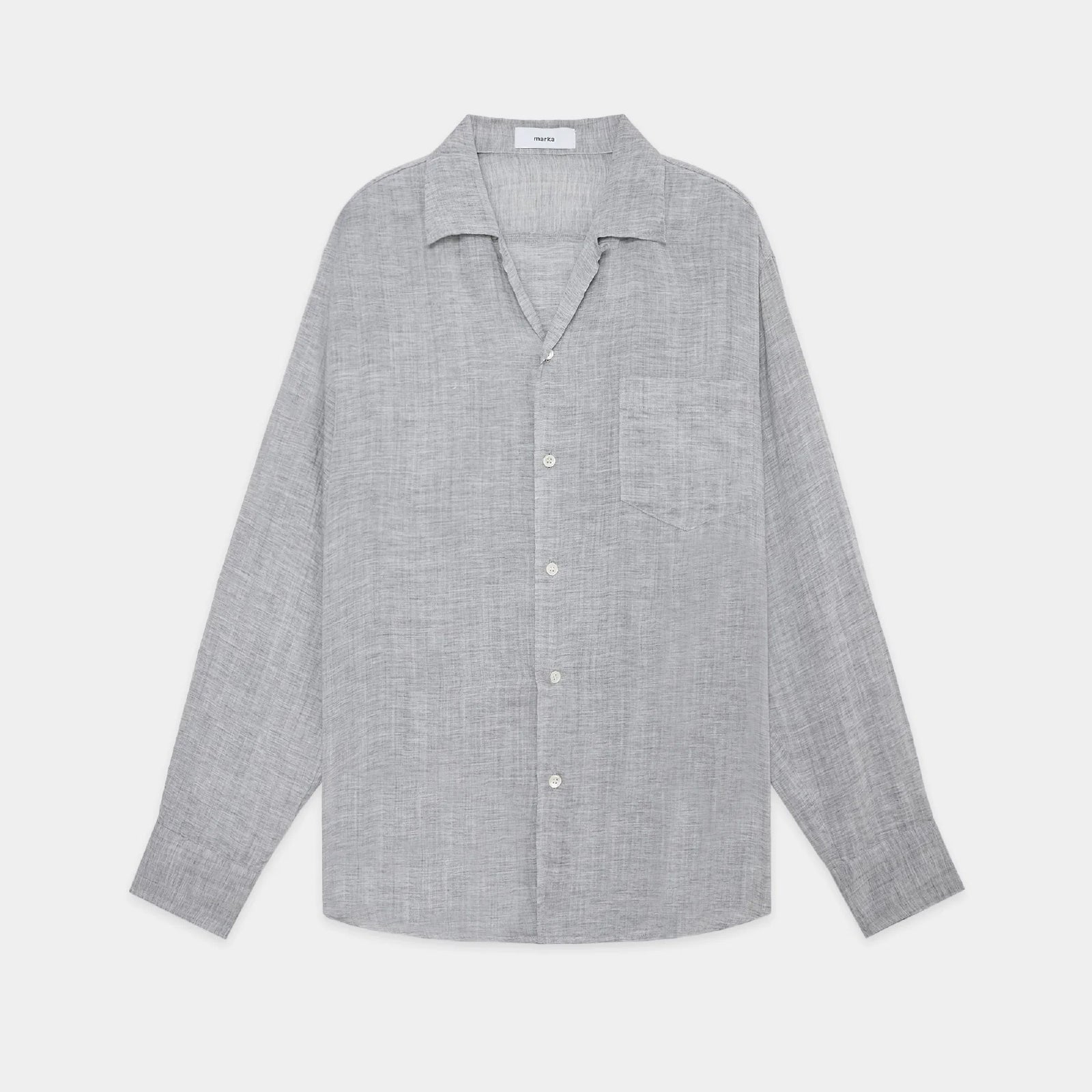 Ramie Chambray / Open Collar L/S Shirt