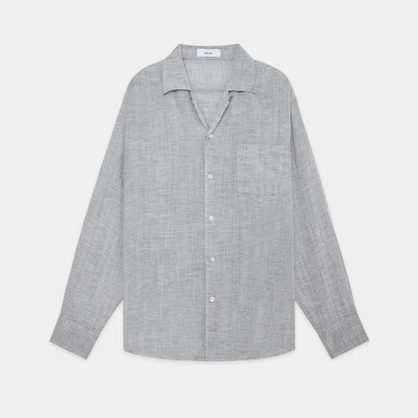 Ramie Chambray / Open Collar L/S Shirt