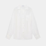 Ramie Chambray / Open Collar L/S Shirt WHITE